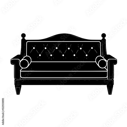 Art Deco Outdoor sofa, household object, vector graphic