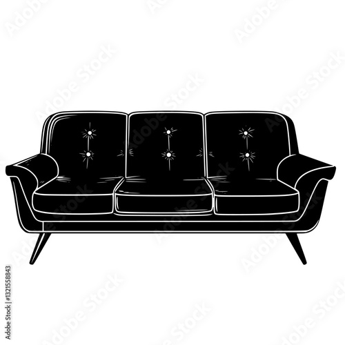Art Deco Sectional sofa, household object, vector graphic