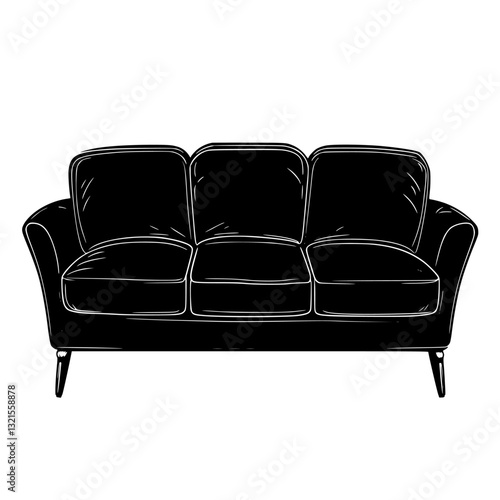 Art Deco Sectional sofa, household object, vector graphic