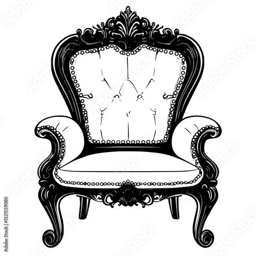 Baroque Accent chair, household object, vector graphic