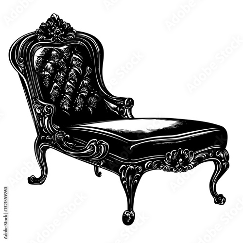 Baroque Chaise lounge, household object, vector graphic