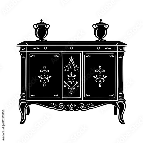 Baroque Credenza, household object, vector graphic