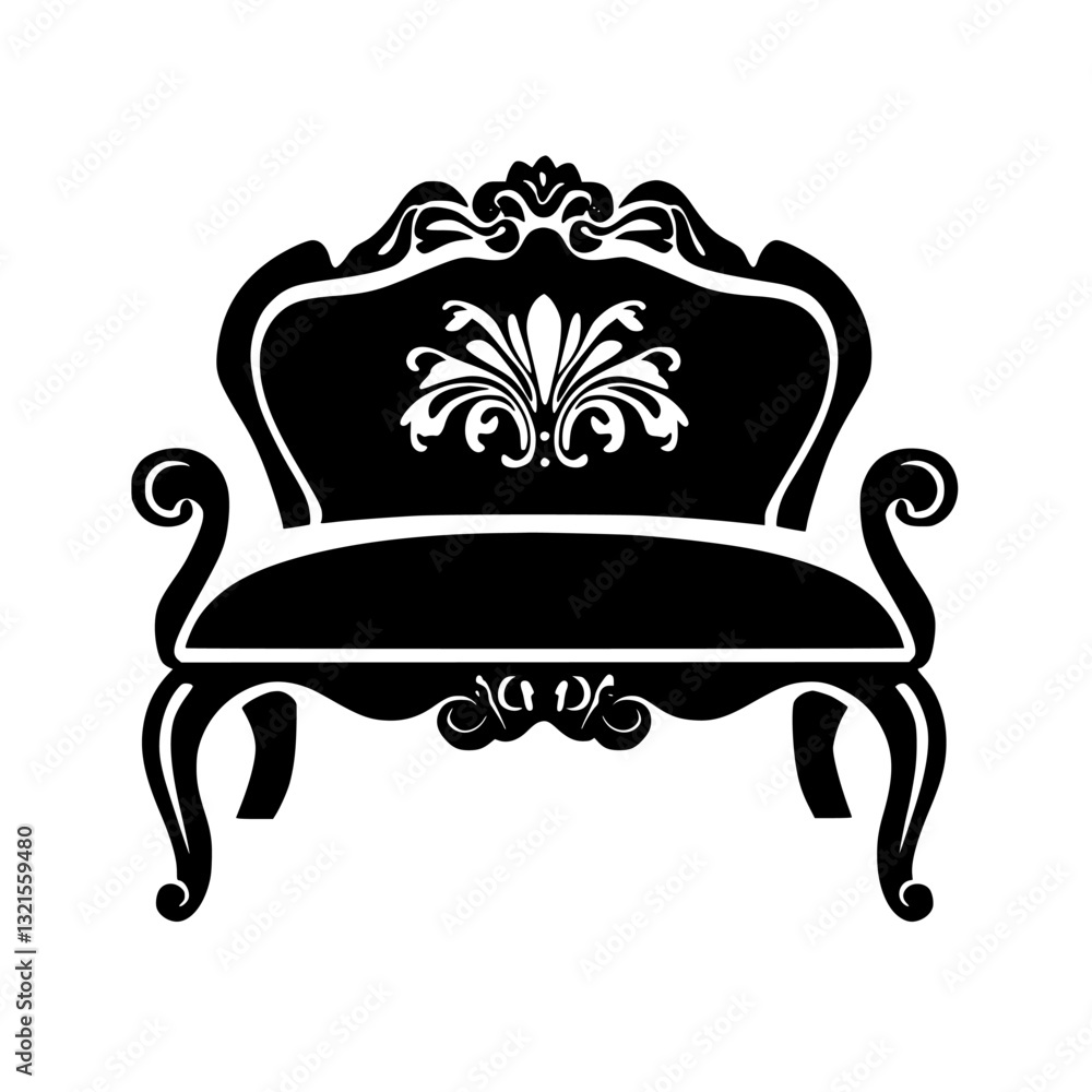 Baroque Ottoman, household object, vector graphic Baroque Ottoman, household object, vector graphic