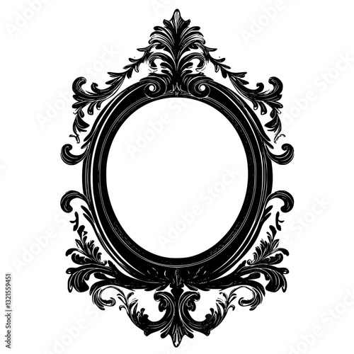 Baroque Mirror, household object, vector graphic