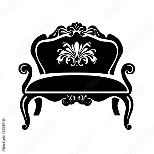 Baroque Ottoman, household object, vector graphic
