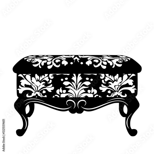 Baroque Storage bench, household object, vector graphic