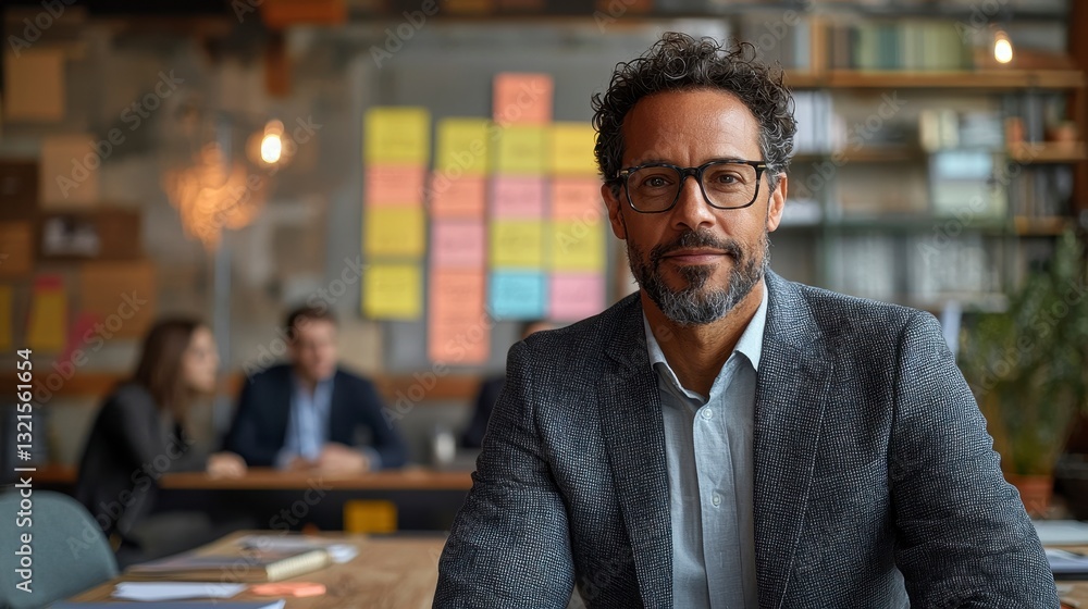 Fototapeta premium Professional Creative Director with Stylish Appearance in Modern Office Setting