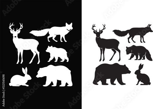 Woodland Animal Silhouettes Vector Icons