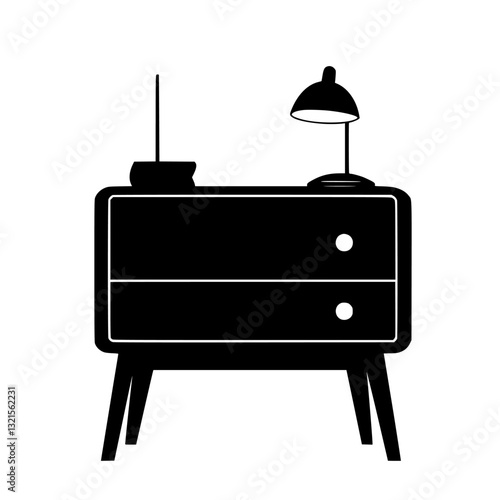 Eclectic Bedside table, household object, vector graphic