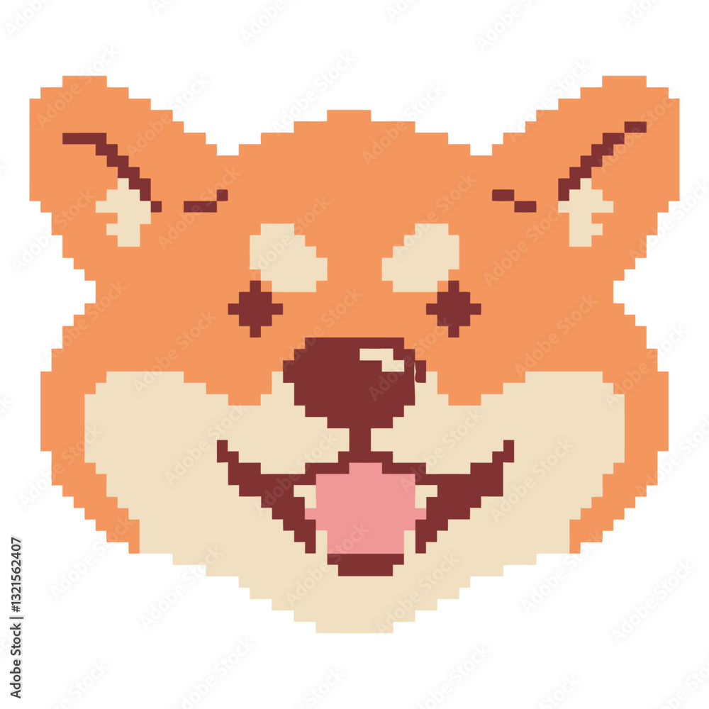 Fototapeta premium pixel art smiling bear.