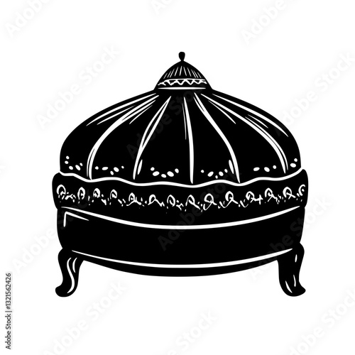 Eclectic Ottoman, household object, vector graphic