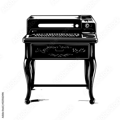 Eclectic Printer stand, household object, vector graphic