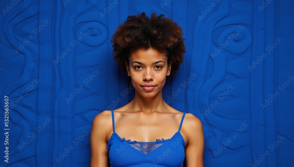 Use blue knitted wool fabric for the background to match current design trends Use blue knitted wool fabric for the background to match current design trends