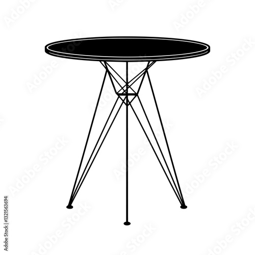 Mid Century Modern High top table, household object, vector graphic