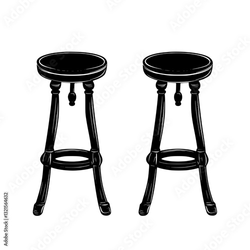 Neoclassical Bar stools, household object, vector graphic