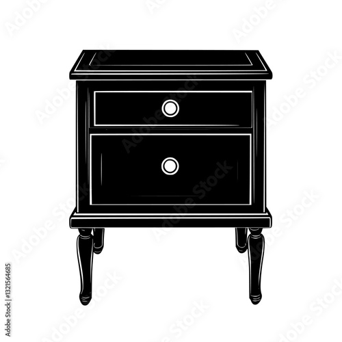 Neoclassical Bedside table, household object, vector graphic
