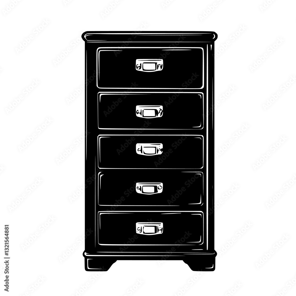 Neoclassical Filing cabinet, household object, vector graphic Neoclassical Filing cabinet, household object, vector graphic