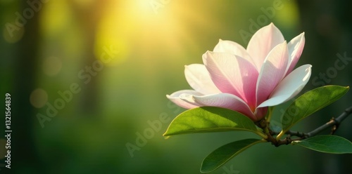Light filtering through magnolia leaves and flowers, flowers, bloom, shades