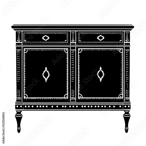 Neoclassical Credenza, household object, vector graphic