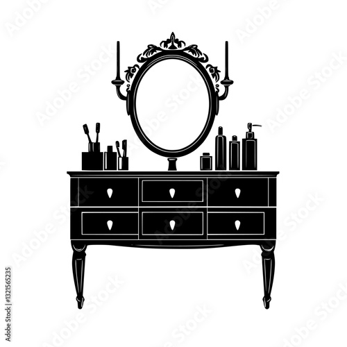 Neoclassical Vanity, household object, vector graphic