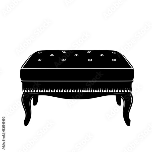 Retro Ottoman, household object, vector graphic