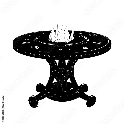 Steampunk Fire pit table, household object, vector graphic