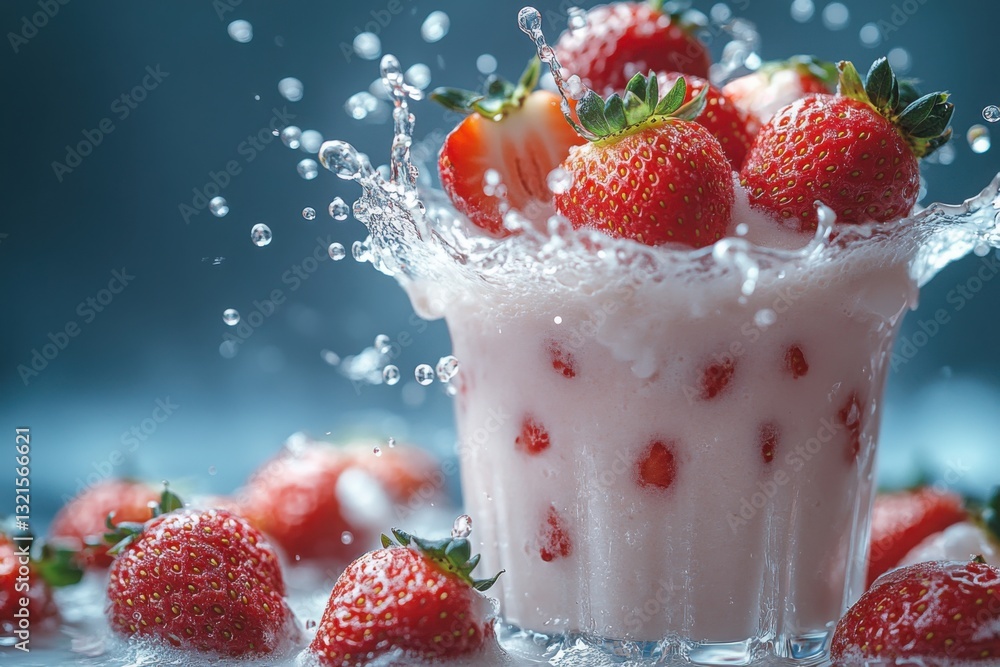 Refreshing strawberry smoothie splashing A perfect cool treat on a warm day Indulge in fruity goodness with every sip! Refreshing strawberry smoothie splashing A perfect cool treat on a warm day Indulge in fruity goodness with every sip!