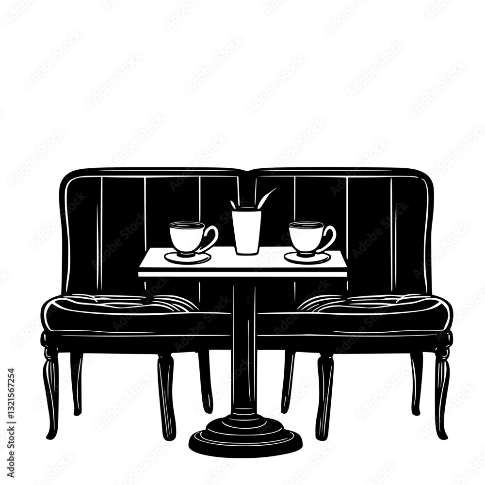 Victorian Breakfast nook seating, household object, vector graphic Victorian Breakfast nook seating, household object, vector graphic