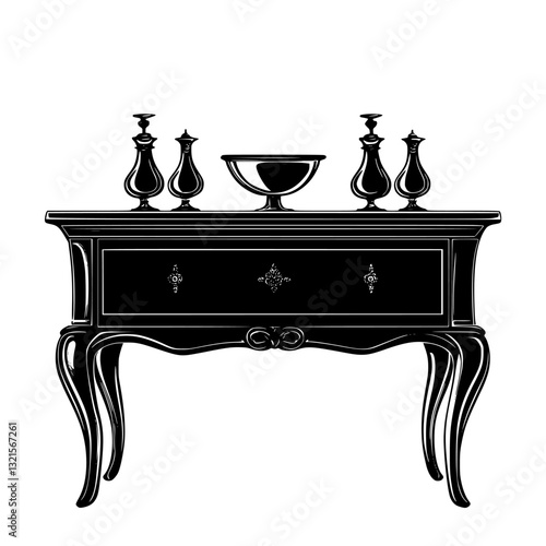 Victorian Buffet table, household object, vector graphic