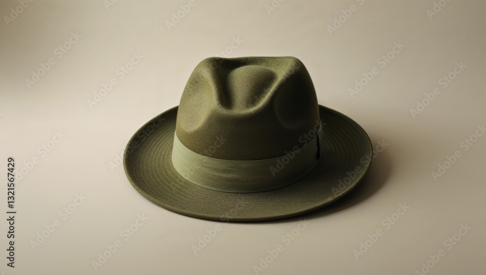 Olive Green Fedora on Neutral Background Olive Green Fedora on Neutral Background