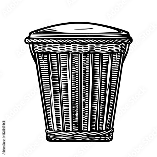 Victorian Laundry hamper, household object, vector graphic