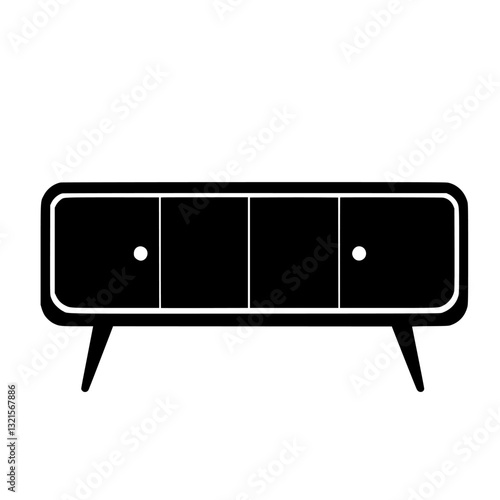Vintage Credenza, household object, vector graphic