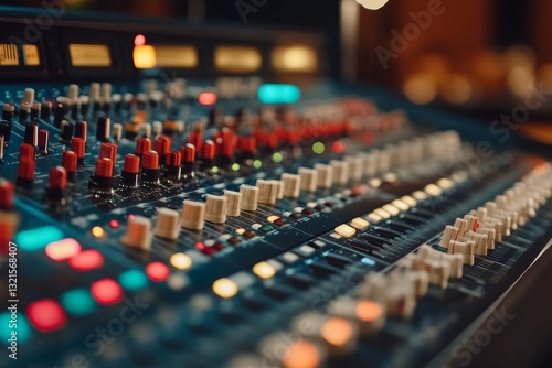 Mixing console setup for engaging podcast recording session in studio