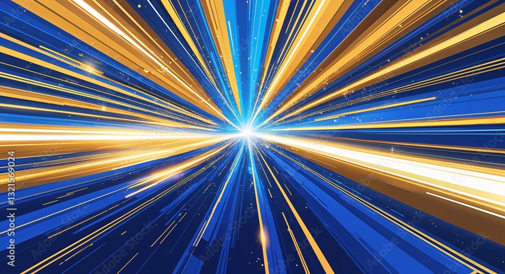 Blue gold abstract anime motion background with burst rays speed light effect Blue gold abstract anime motion background with burst rays speed light effect