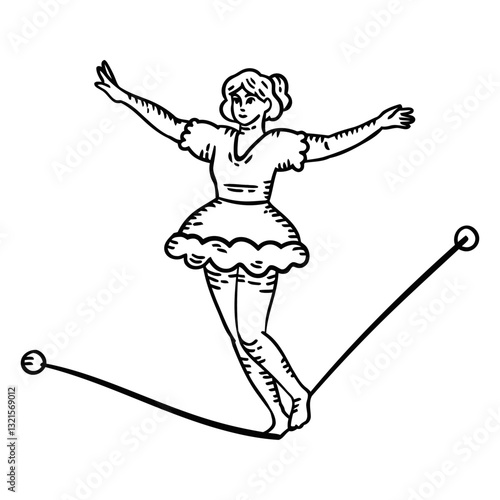 circus gymnastics people character stroke.