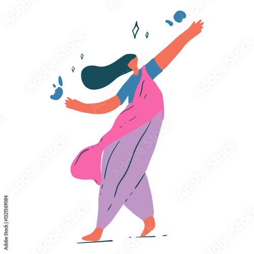simple hand drawn holi festival woman.