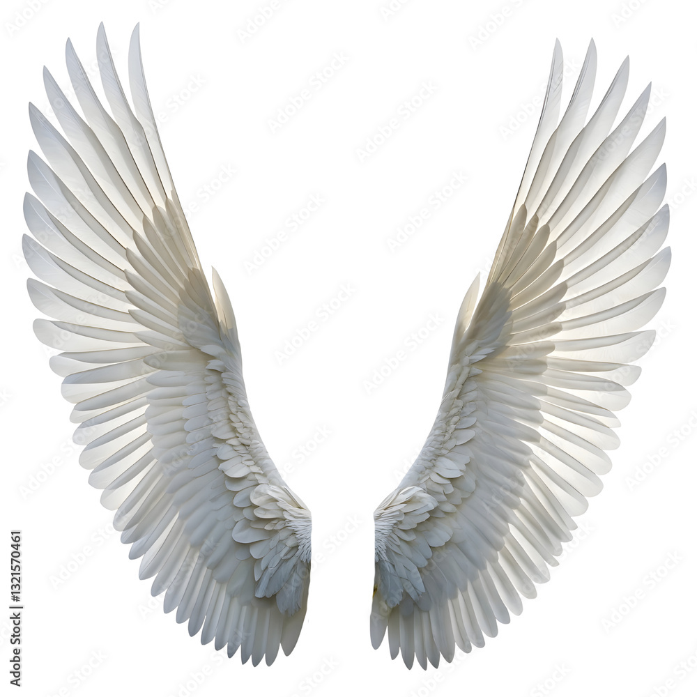 Naklejka premium White angel wings isolated on white or transparent background, png