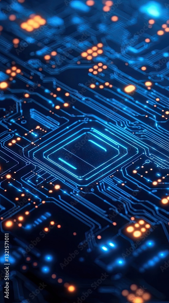 Illuminated circuit board, technological innovation, glowing pathways, digital future, tech background, website header Illuminated circuit board, technological innovation, glowing pathways, digital future, tech background, website header