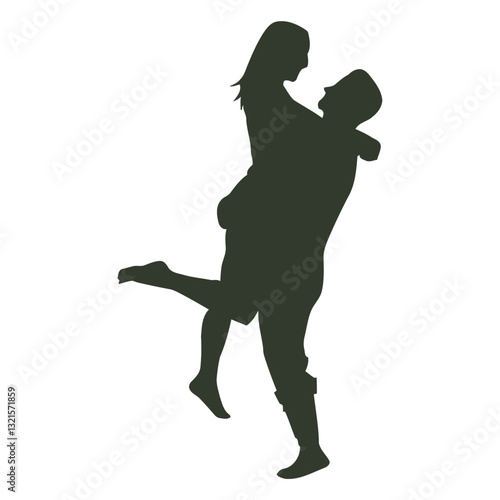 man huging lifting girl.