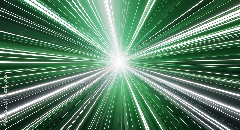 Obraz premium Silver green abstract anime motion background with burst rays speed light effect