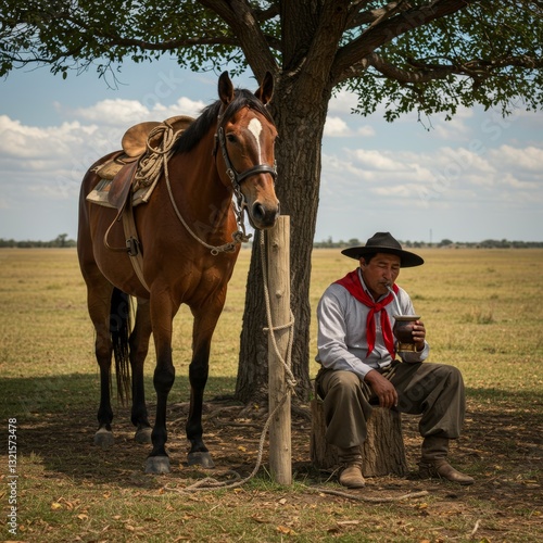 Argentinian gaucho drinking mate