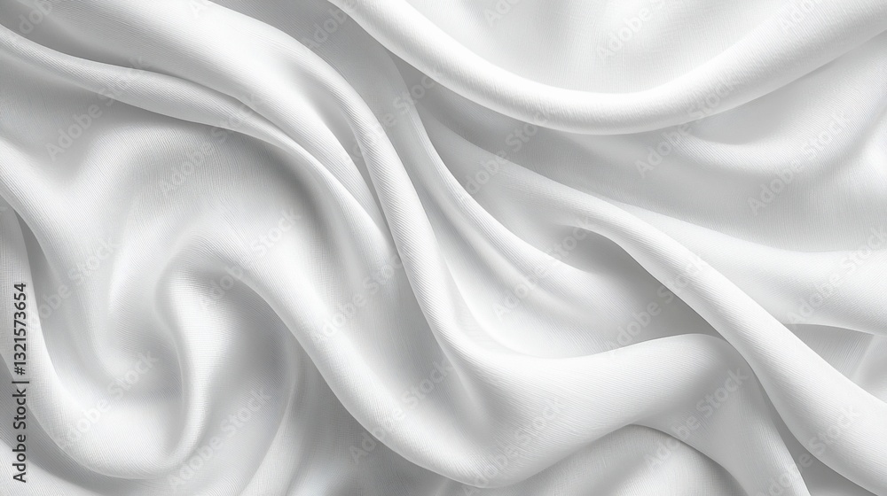 Elegant white silk fabric draped in soft folds Elegant white silk fabric draped in soft folds