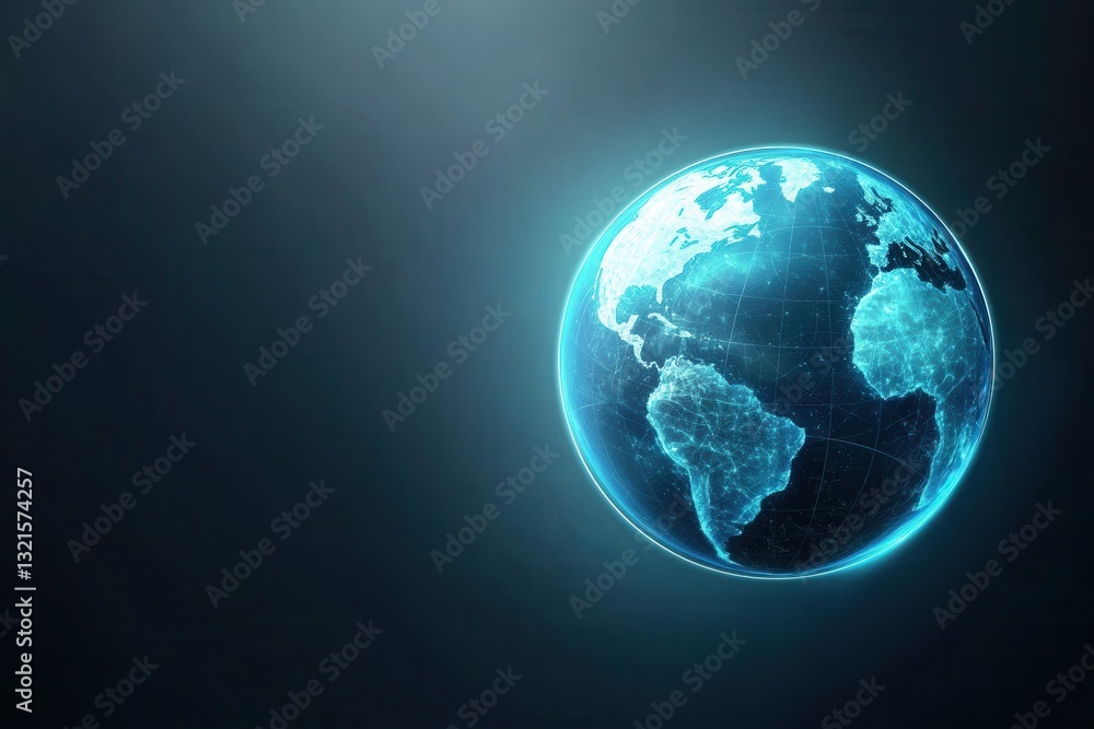 AI and Big data network connection background. Glowing digital Earth with blue accents against a dark background. AI and Big data network connection background. Glowing digital Earth with blue accents against a dark background.