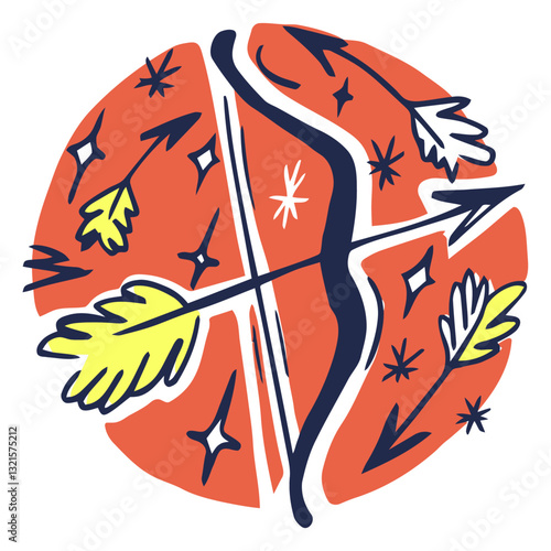 zodiac signs sagittarius color stroke.