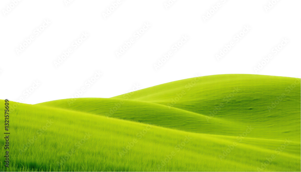 Bright green hills isolated on transparent background, PNG cutout image for natural and scenic backgrounds Bright green hills isolated on transparent background, PNG cutout image for natural and scenic backgrounds