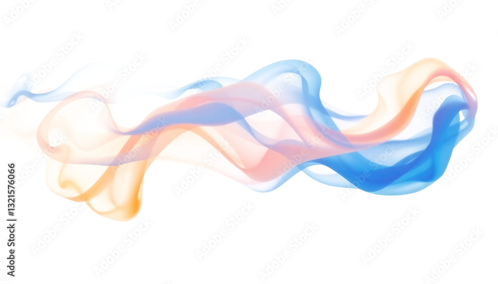 Fototapeta premium Colorful smoke wave isolated on transparent background, PNG cutout image for artistic designs and creative projects
