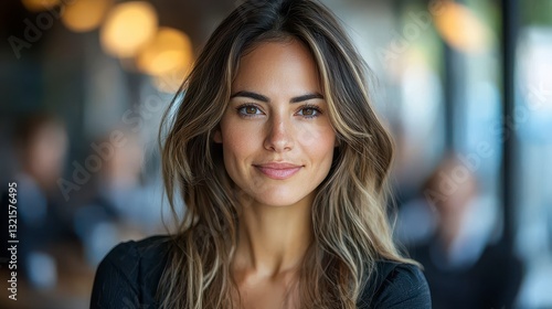 Wallpaper Mural Confident Businesswoman with Long Hair in a Professional Setting Smiling at Camera Torontodigital.ca