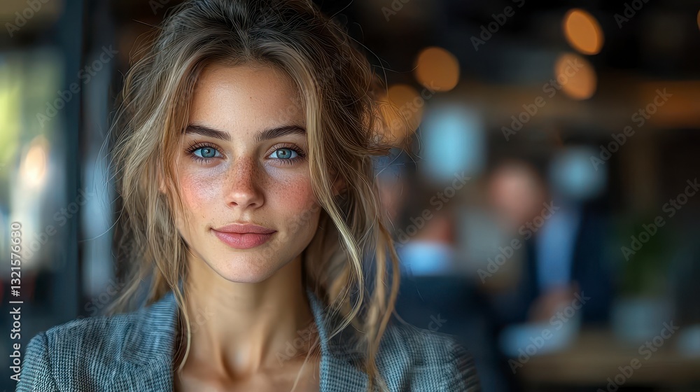Confident Businesswoman Portrait with Natural Beauty and Bright Eyes in Modern Setting Confident Businesswoman Portrait with Natural Beauty and Bright Eyes in Modern Setting