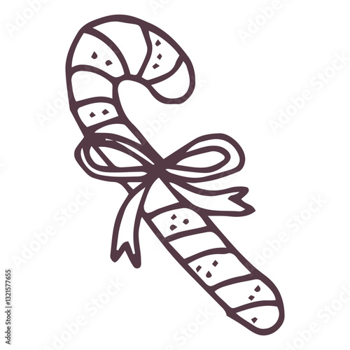  candycane hand drawn icon 