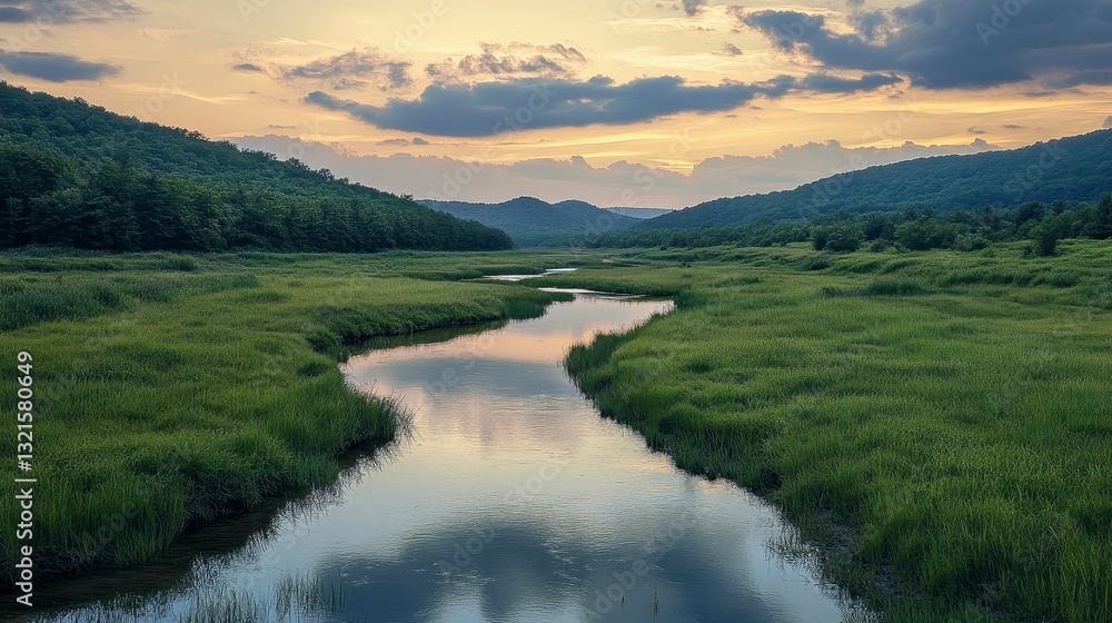 Obraz premium Serene River at Dusk